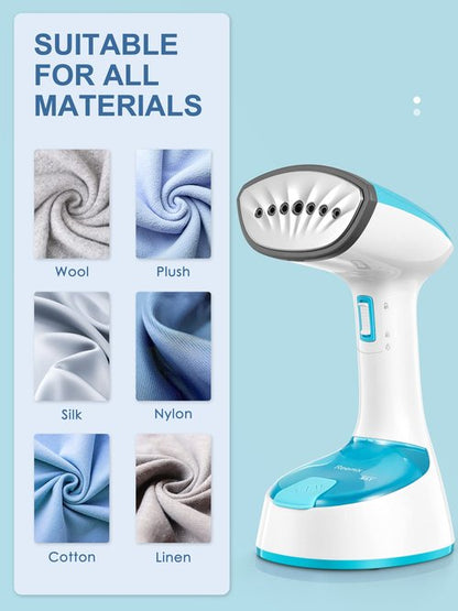 Reemix Steamer for Clothes, Folding Handheld Design Garment Wrinkles Remover, 20g/min Strong Penetrating Steam, 25-Sec Fast Heat-up, for Home, Office and Travel (Crystal Blue)