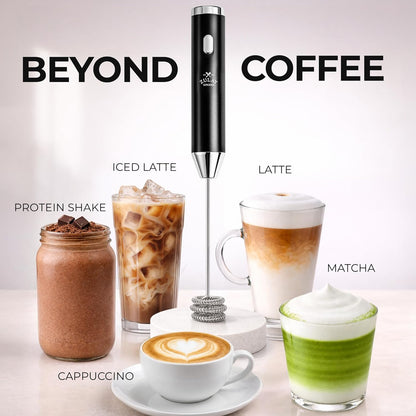 Zulay Kitchen Rechargeable Milk Frother - Handheld Electric Drink Mixer with 3 Whisk Attachments | USB-C Charging, Lasts 6 Months