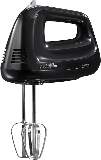Proctor Silex Electric Hand Mixer - 5-Speed with Bowl Rest, Compact & Lightweight, 215 Watts, Black