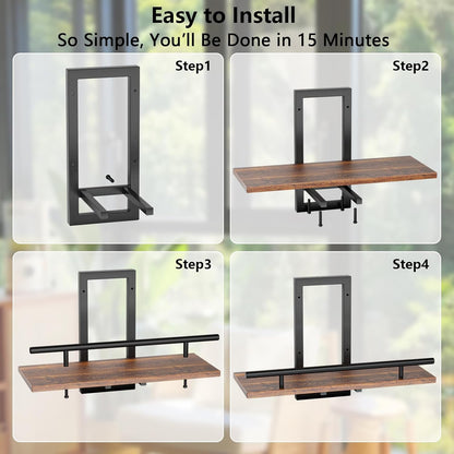 Sbosbo Floating Wall Shelves - Rustic Brown Set of 2 for Plants & Decor | Easy to Mount 15.8 Inch