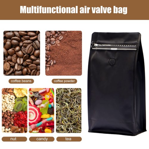DMPACKDM Coffee Bags with Valve,(16 oz,1 lb,100pcs) Empty Silverly Aluminumed Foil Flat Bottom Standing Heat Sealed Coffee Beans Storage Bags,Side Zipper Reusable Pouches for Home or Store