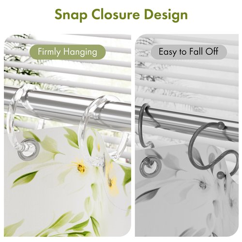 Amazer Plastic Shower Curtain Rings, 24 Pcs Shower Curtain Hooks, O Shape Clear Shower Curtain Hooks Rings, Easy to Snap Closure, Shower Hooks for Shower Curtain and Liner Bathroom