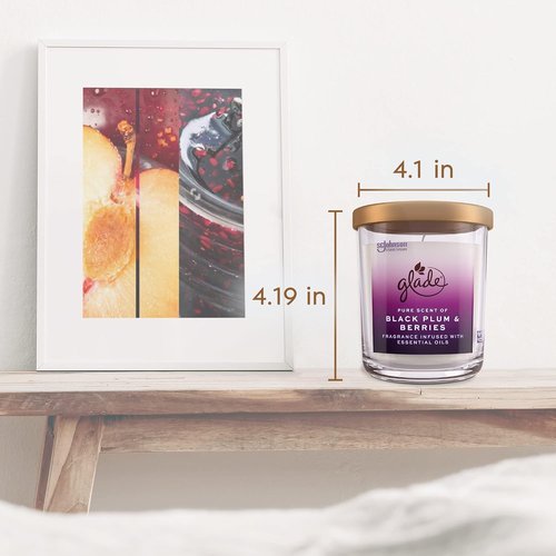 Glade Candle Jar - Large 16oz Candle Infused with Essential Oils | Black Plum & Berries Air Freshener