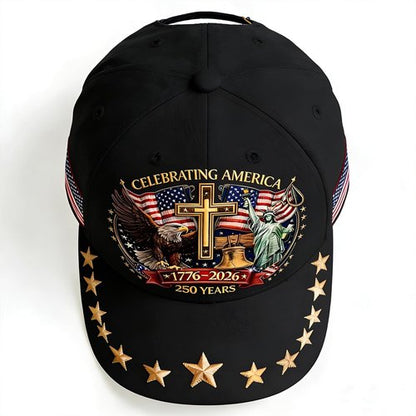 250th Anniversary USA Hat - Eagle Liberty Cross Design | Adjustable Baseball Cap for Men & Women