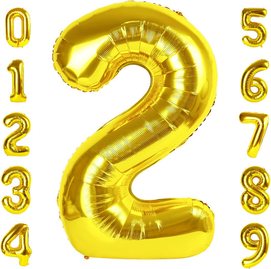 2 Numbers Balloon | 40 Inch Gold Birthday Decor for 2nd, 12th, 21st Parties & Celebrations