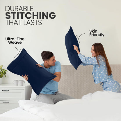 Utopia Bedding King Pillow Cases - Soft Brushed Microfiber - 2 Pack | Navy, 20 x 40 Inches