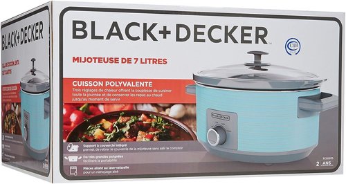 BLACK+DECKER 7-Quart Slow Cooker - Dishwasher Safe with Lid Holder & 3 Heat Settings - Teal