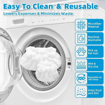 Dupray Steam Mop Pads - 10 Pack Reusable Microfiber Accessories | Large & Small Bonnets Included