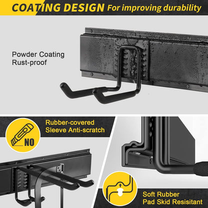 UUP 48" Garage Tool Organizer - Heavy-Duty Wall Mount Storage with Adjustable Hooks | Ideal for Yard Tools