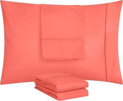 Utopia Bedding King Pillow Cases - 4 Pack - Soft Brushed Microfiber - Fade Resistant 20 X 40 Inches (Coral)