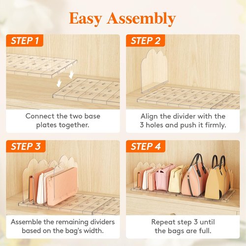 Lifewit Purse Organizer - Clear Handbag Storage Solution | Adjustable Clutch Holder, 2 Pack (35 x 24 cm)