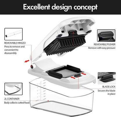Cambom Vegetable Chopper - Multifunctional Food Dicer with 8 Blades & Container for Easy Prep