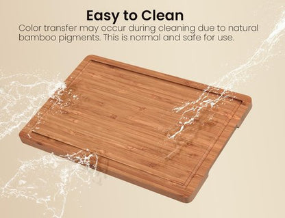Bamboo Cutting Boards Set - Chopping Boards with Juice Groove for Kitchen Meal Prep | Set of 3