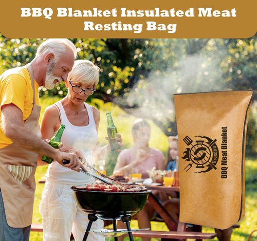 BBQ Blanket for Resting Meat,Smoker Meat Resting Blanket, 15 inch Reusable Grilling Meat Insulated Resting Bag with Wide Mouth for Large Pork Shoulders Brisket Turkeys,Gifts for Men