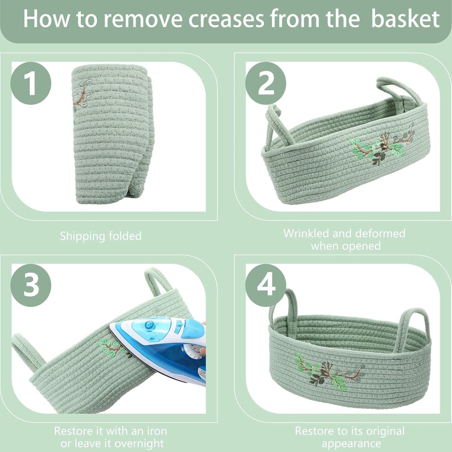Vesici Eucalyptus Toilet Paper Basket - Woven Cotton Rope Organizer for Bathroom | 13 x 6 x 4 Inch