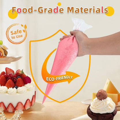 Skiennix 16-Inch Disposable Piping Bags - 50 Large Icing & Cake Decorating Bags for Perfect Frosting