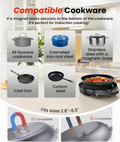 Nuwave Portable Induction Cooktop - Advanced Countertop Burner with Probe & 91 Temperature Settings | 12” Ceramic Glass