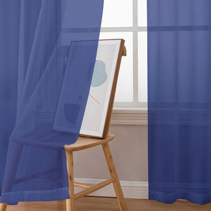 OWENIE Blue Sheer Curtains 72 Inches Long 2 Panels Set, Transparent Light Filtering Sheer Curtain Rod Pocket Clear Drapes for Living Room Bedroom Window Sliding Glass Door, Each 42 x 72 Inch