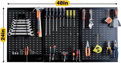 Ultrawall Pegboard Wall Organizer - 4 Ft Metal Tool Storage Kit with 45 Accessories for Garage