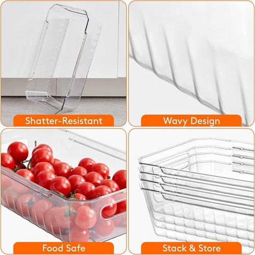 Lifewit Refrigerator Organizer Bins - 8-Piece Clear Storage Set for Kitchen & Pantry | BPA-Free Design