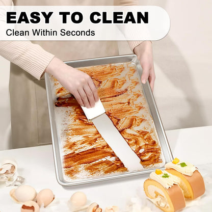 Natural Aluminum Half Sheet Pans Set by [Brand Name] - 18 Inch Commercial Quality, Nonstick & Warp Resistant Baking Trays