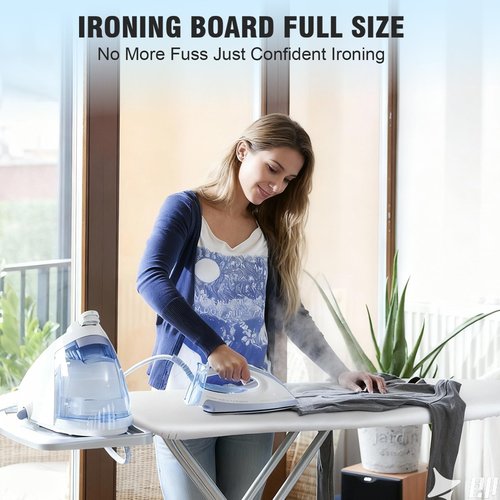 oleaf Ironing Board with Cover and Thicken Pad 43 x 13 Height Adjustable Full Size Foldable Iron Board with Iron Rest, Stable Steel Legs, Metal Construction, Heat Resistant, Silver