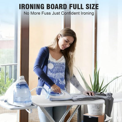 oleaf Ironing Board with Cover and Thicken Pad 43 x 13 Height Adjustable Full Size Foldable Iron Board with Iron Rest, Stable Steel Legs, Metal Construction, Heat Resistant, Silver