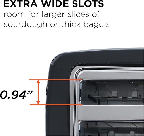 Commercial Chef 2-Slice Toaster - Extra Wide Slots & Variable Shade Control - 700 Watts, Black