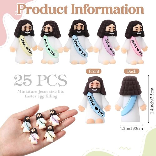 Bememo 25 Pcs Jesus Figures - Mini Rubber Toys for Christmas & Baptism Gifts | Macaron Colors