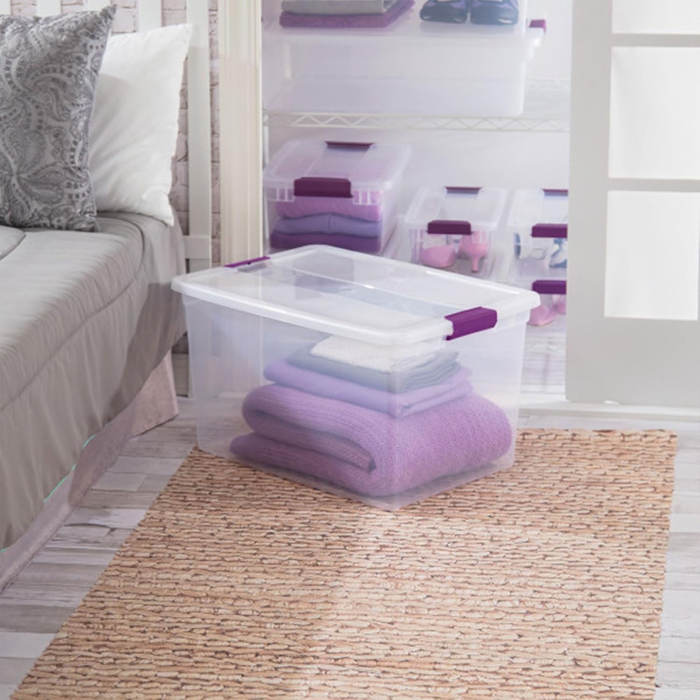 Sterilite 66 Quart ClearView Latch Box - Stackable Organizer Bins for Home Storage | 6 Pack