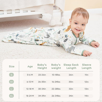 Yoofoss Baby Sleep Sack - 100% Cotton Long Sleeve Wearable Blanket | 0.5 Tog for Infants 6-12 Months