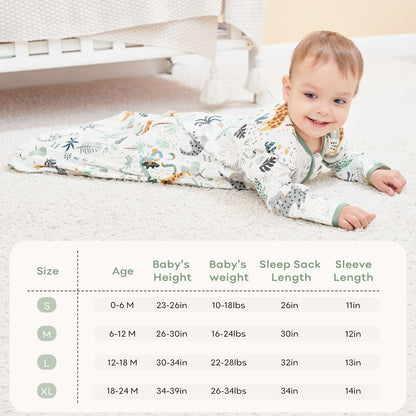 Yoofoss Baby Sleep Sack 6-12 Months Long Sleeve Wearable Blanket Baby 100% Cotton 2-Way Zipper 0.5 Tog Infants Sleeping Sack, Lightweight(Medium)