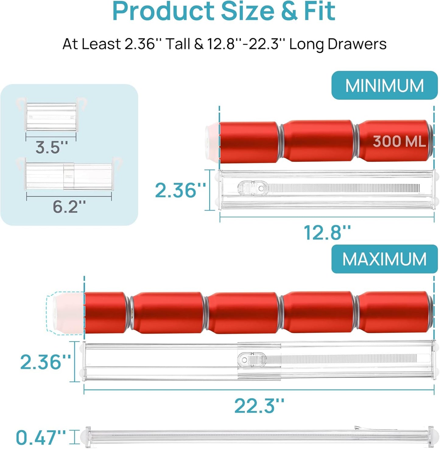 Vtopmart Drawer Dividers - Expandable Inserts & 25 PCS Clear Plastic Organizers Set