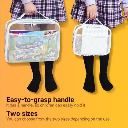 Holay PVC Zippered Blocks Set - 4 Pack Toy & Clay Storage Organizer Case | Large White with Name Tag & Manual Pocket