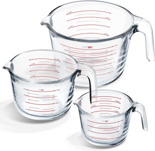 Eatex Glass Measuring Cups Set of 3 - Durable Liquid Measuring Cups | Dishwasher & Microwave Safe