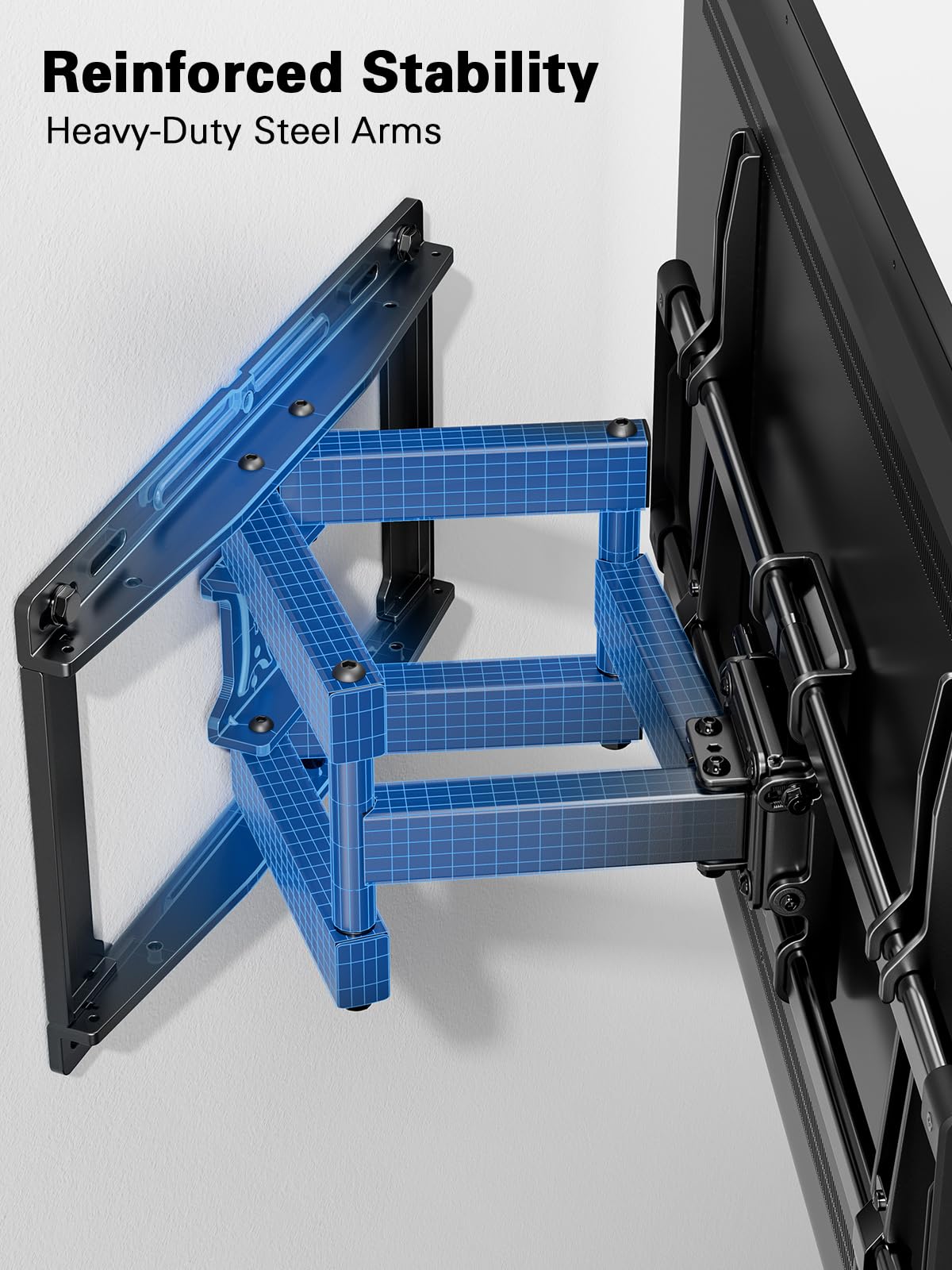 Pipishell Full Motion TV Wall Mount for 40–82 inch TVs, Swivel TV Wall Mount with Smooth Dual Arms, Wall Bracket Fits Most 55+ 65+ 75+ TVs, Max VESA 600x400mm, Fits 12″/16″ Wood Studs, up to 110 lbs