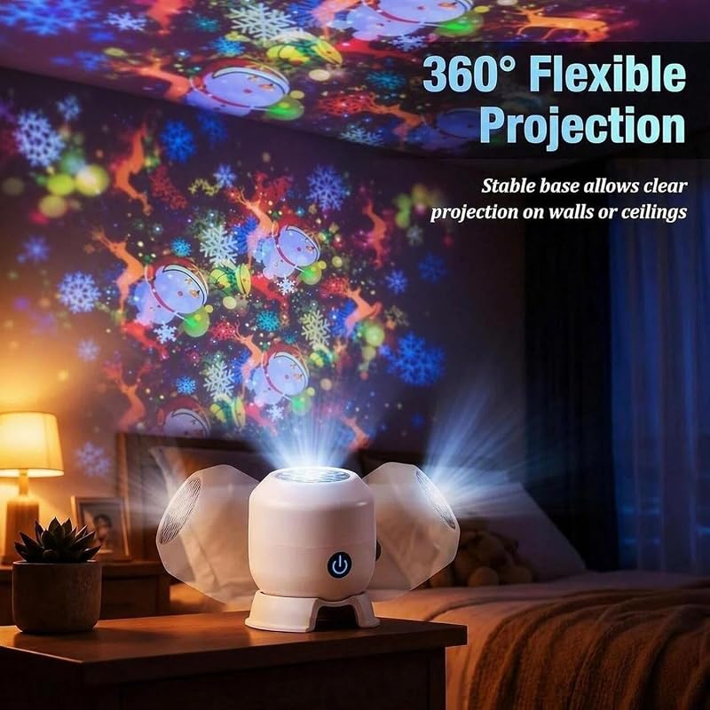 Dynamic Rotating LED Projector Light - USB Rechargeable Christmas Night Sky Projection for Kids Room