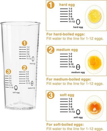 Evoloop Electric Egg Cooker - Rapid 12-Egg Capacity for Soft, Medium, Hard Boiled & Poached Eggs | BPA-Free White Tray