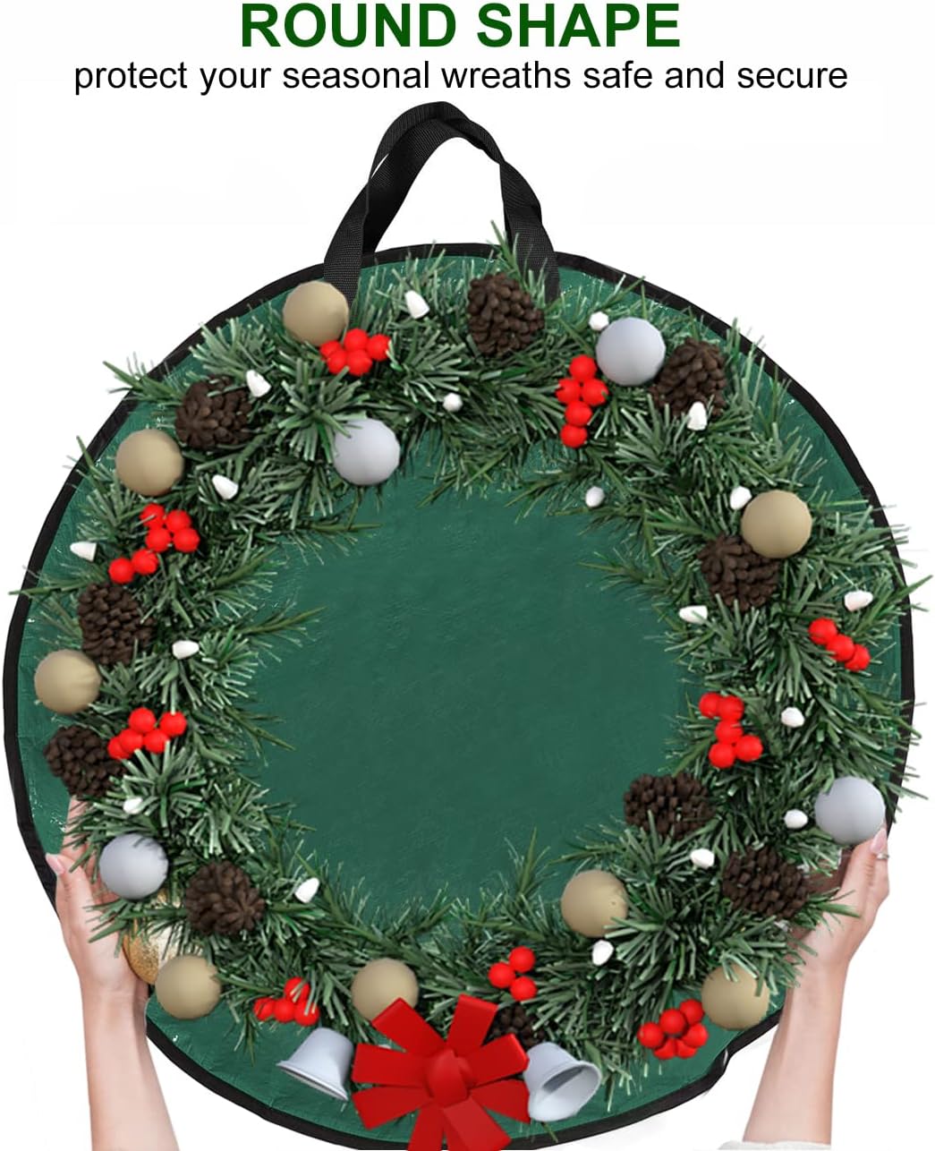 ProPik Christmas Wreath Storage Bag - 30" Tear-Resistant Holiday Container with Heavy-Duty Handles | 2-Pack (Green)