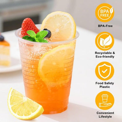 BYSNOW 12 oz Clear Plastic Cups - 300 Count Bulk | Durable Heat-Resistant Cups for Hot Beverages, Soda, Juice