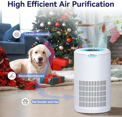 Tailulu H13 HEPA Air Purifier - 360° Air Intake & Outlet for Large Rooms Up to 1680 Ft² | Quiet 15dB Sleep Mode