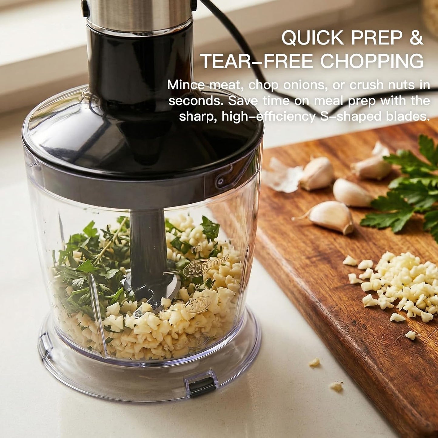 Megawise HB-2035 Immersion Hand Blender - 1000W Ultra-Powerful 5-in-1 with Variable Speed & Accessories