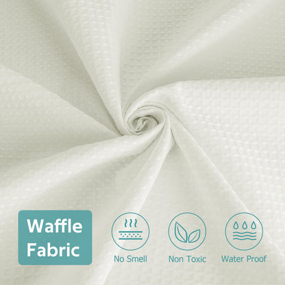 Vipfree 3 in 1 Shower Curtain Set, Waffle Shower Curtain and Liner Set with 12 Double Sided Shower Curtain Hooks, 258GSM Luxury Weighted Cloth Shower Curtains for Bathroom, 72 W x 72 H, Cream