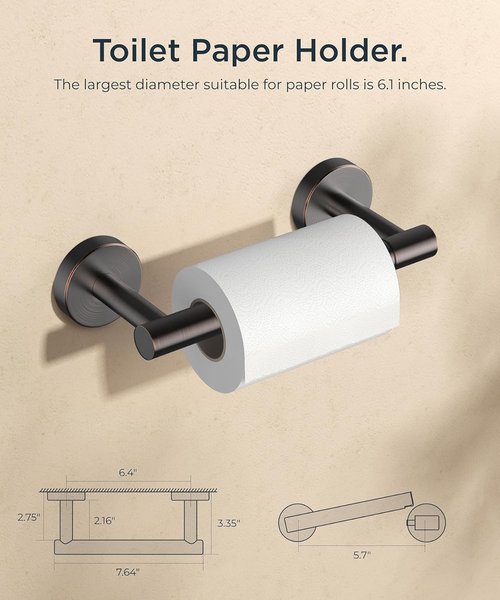 FORIOUS Toilet Paper Holder - Rustproof Stainless Steel Double Post Design | Oil Rubbed Bronze Finish
