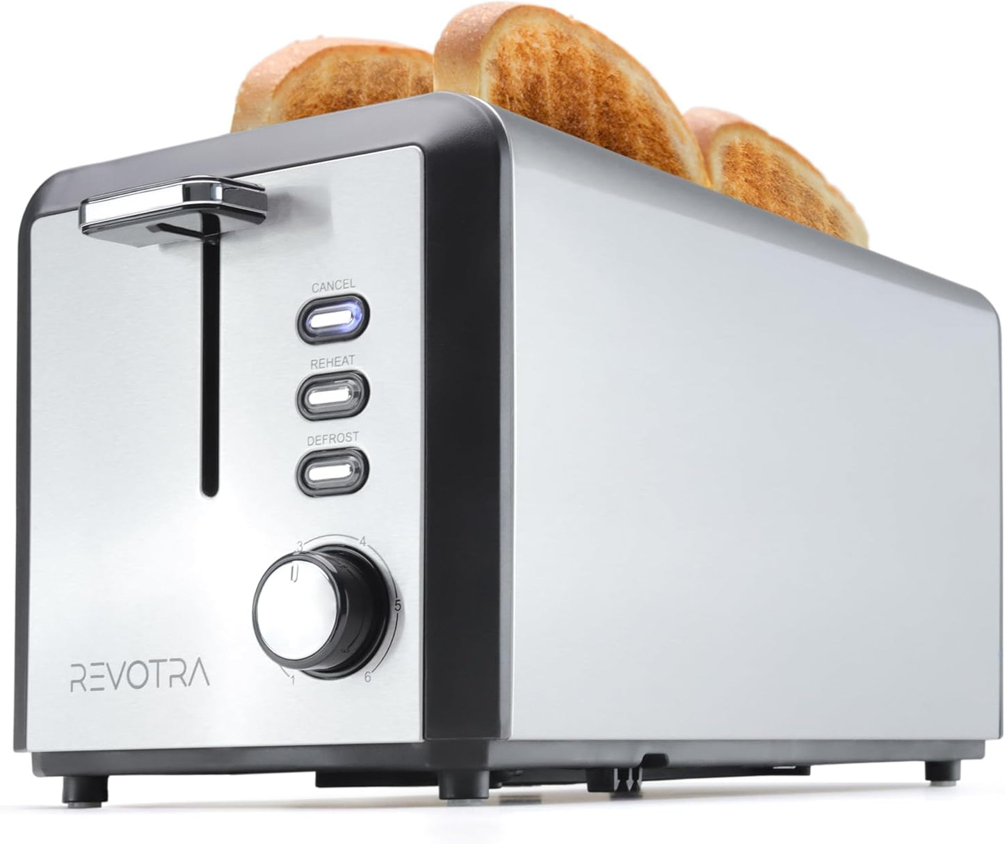 Skiennix 4-Slice Stainless Steel Toaster - Extra Wide 1.5” Slots, 6 Shade Settings & Removable Crumb Tray