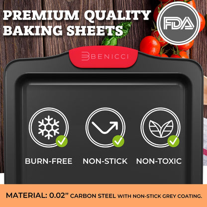 Premium Non-Stick Baking Sheets Set of 3 - BPA-Free & Easy to Clean | Perfect for Cookies & Pastries