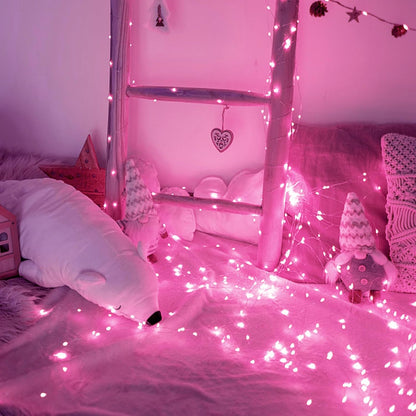 Suddus Pink Solar String Lights - 200 LED Fairy Lights | 66ft Outdoor Twinkle Lights for Halloween Decor, Patio & Yard