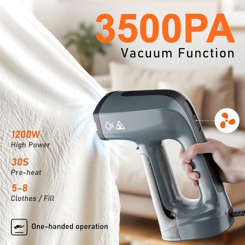 GHORA Vacuum Steamer - Powerful 3500Pa Handheld Garment Steamer & Iron | Portable Dual-Mode (110-120V)