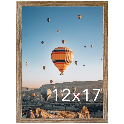 JCJMY 12x17 Picture Frame Rustic Brown for Wall Hanging, Wall Mounting Horizontally or Vertically, 12 x 17 Wall Gallery Poster Photo Frame with Shatter Resistant Plexiglass,Rustic Brown