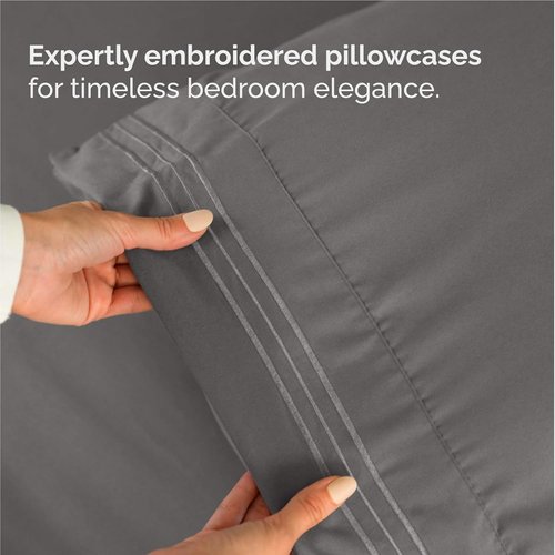 Comfy Twin XL Size 3-Piece Sheet Set by [Brand Name] | Breathable, Cooling & Wrinkle-Free Dark Grey Bedding